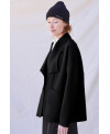 SHORT BOILED WOOL JACKET IN BLACK