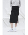 ELASTIC MIDI SKIRT IN BLACK