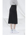 ELASTIC MIDI SKIRT IN BLACK